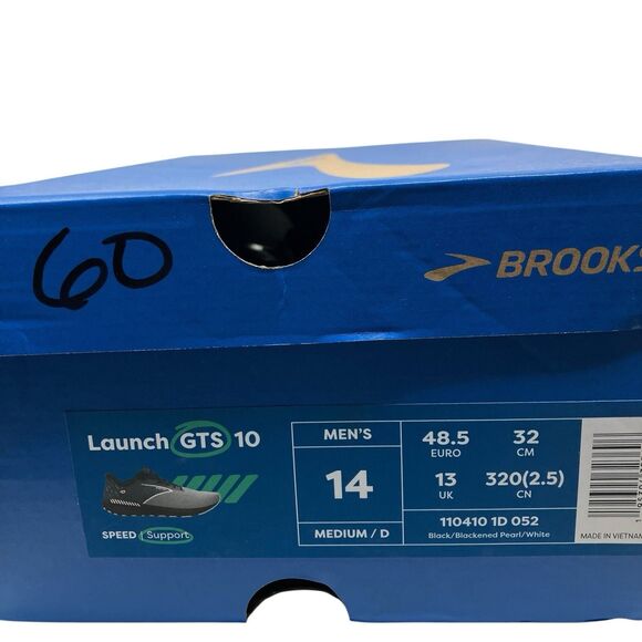 Brooks Running Shoes Mens 14 D Launch GTS 10 Black White Stability Road Trainer - Picture 10 of 14